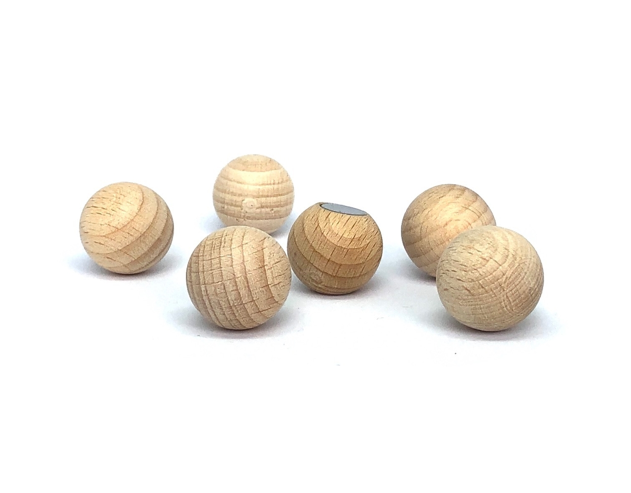 Sterke houten magneetballen 20 mm - set van 6 stuks -