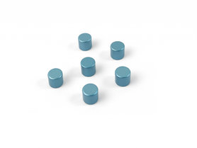 Supersterke, blauwe cilindermagneten 'Bolt' - set van 6 stuks